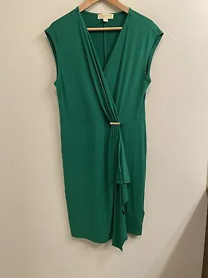 Michael Kors Women’s Size Large Kelly Green Faux Wrap Jersey Sheath Dress • $24.95