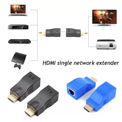 2*HDMI Extender HDMI To RJ45 Over Cat 5e/6Network LAN Ethernet Adapter 4K 1080P} • $4.68