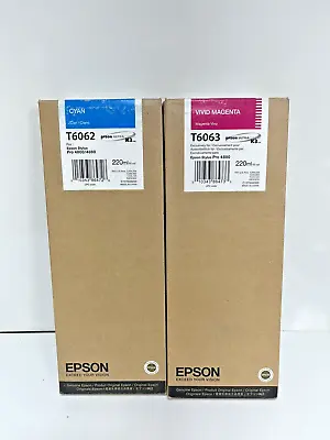 EXPIRED 2012 Genuine Epson Stylus Pro 4880 Vivid Magenta T6063 & Cyan T6062 • $29.98