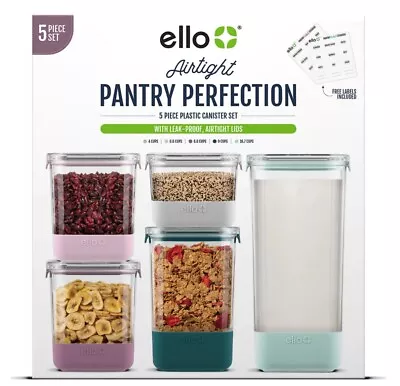 10 Pieces Plastic Food Storage Canisters With Airtight Lids (Set Of 5) • $34.99