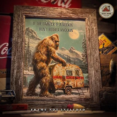 Vintage Sasquatch Bigfoot Art Print RV Camping Artwork Camper Wall Decor Gift • $9.95