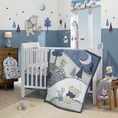 Disney Baby Forever Pooh 3-Piece Baby Crib Bedding Set  By  Lambs & Ivy - Blue • $86.99