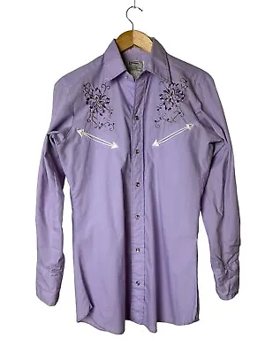 Vintage 70s H Bar C Ranchwear Western Shirt Pearl Snap Buttons Rockabilly Medium • $47