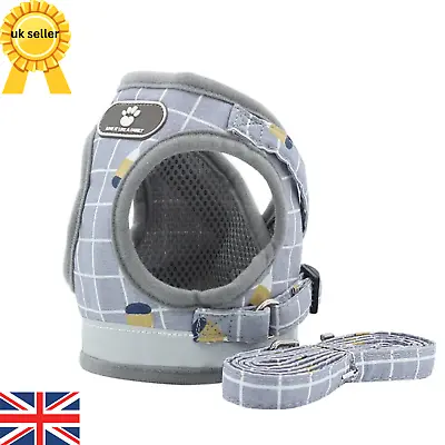 Small Pet Cat Dog Puppy Harness Lead Reflective Breathable Soft Mesh Vest Cute  • £6.99