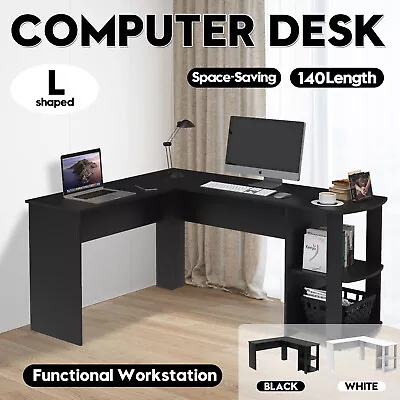 $129.90 • Buy Advwin Home Office Computer Desk Corner Student Study Table L-Shape Black/White