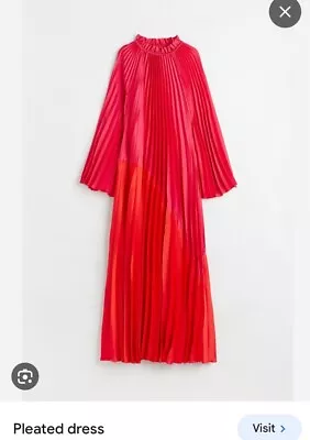 H&M Dark Cerise Pink Pleated Oversized Dress Dark Pink NWT Size XXL • £24.99