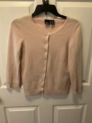 Mossimo Pink 100% Cashmere Cardigan L/sleeves Round Neck Sz L Measures Smaller. • $20.99