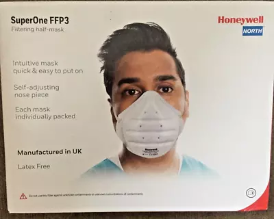 Face Mask Dust Mask PPE Honeywell  FFP3 Filtering Half Mask Respirator Box 16 • £4.99