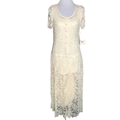 Vintage Lanz Originals Dress Lace Drop Waist 10 Off White Cottagecore 80s NWT • $49.99