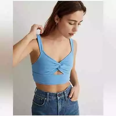 Madewell Cutout Knot Front Crop Tank Top Oasis Blue XXS NWT • $24