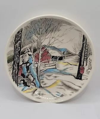 Vintage Miniature Plate Johnson Brothers  4 1/4 Inch Winter Snow Barn Scene  • $7.99