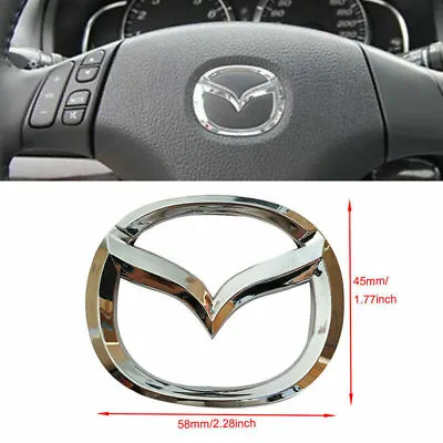 Steering Wheel Chrome Logo Emblem MAZDA 2 3 CX3 CX5 Center Badge 5.8 X 4.5 Cm AB • $12.59