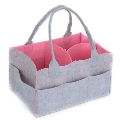£7.19 • Buy Grey Baby Diaper Organizer Caddy Felt Changing Nappy Kids Storage Carrier Bag UK