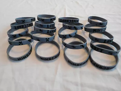 Lot Of (20) Minecraft Bracelet Rubber Kid Birthday Party Favors Gray • $19.99