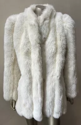 Arctic Faux Fur Mink White Stroller Vintage 90s Retro Glamour Jacket Coat M • $72