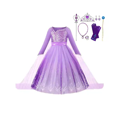 Exquisite Elsa Purple Dress Frozen 2 Birthday Dress + Accessories • $19.99