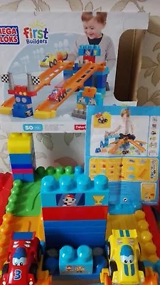 Fisher Price Mega Bloks FIRST BUILDERS Racing Cars Learning Table Building Set • £35