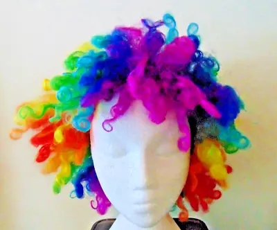 Vintage Kanekalon Modacrylic Fiber Rainbow Colors Curly Wig Clown • $9.99