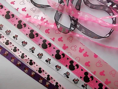 Mickey/Minnie Mouse Grossgrain Or Satin Ribbon  - Choose Colour • £2.20