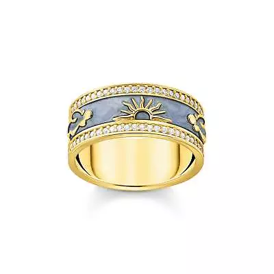 Genuine THOMAS SABO Band Ring With Blue Cold Enamel And Cosmic Symbols • $449