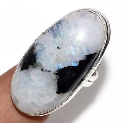 Rainbow Moonstone 925 Silver Plated Gemstone Ring US 7.5 Gifts Jewelry GW • $2.99
