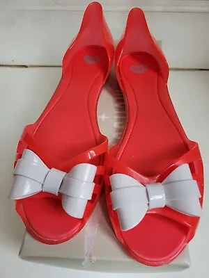 $125 Melissa + Jason Wu Women's Red Doll Bow Ballet Flat Sandals Shoes US 9 • $49