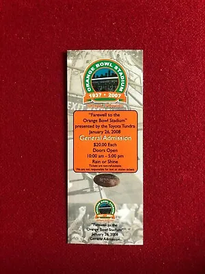 2007  Farewell To The Orange Bowl Stadium   Un-Used  Ticket (Scarce / Vintage) • $29