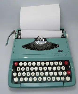 Vtg Smith Corona Corsair Aqua Blue Manual Portable Typewriter Mid Century Modern • $82.50