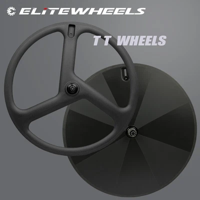 $1228 • Buy Time Trial Carbon Tri Spoke Disc Wheelset V Brake Road Clincher Tubular Racing 