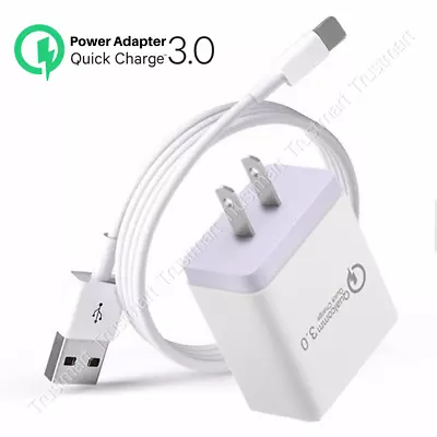 3 Port QC3.0 Fast Wall Charger Adapter Block USB Cable For IPhone 14 13 12 11 XR • $7.70