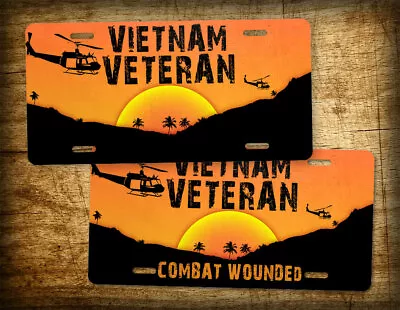 Vietnam Veteran Combat Wounded UH-1 HUEY Sunset License Plate Bell Iroquois Tag • $19.25