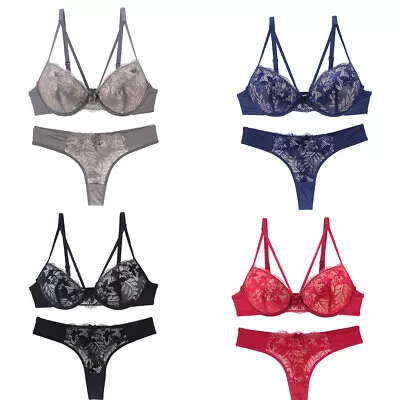 Womens Sexy Foral Lace Push Up Bra Sets Extreme Padded Lingerie Panties Set ABCD • $11.38