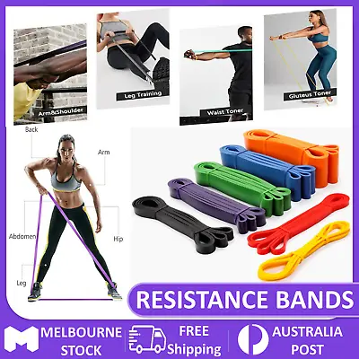$4.99 • Buy Latex Resistance Bands Power Heavy Strength Exercise Fitness Gym Crossfit Yoga