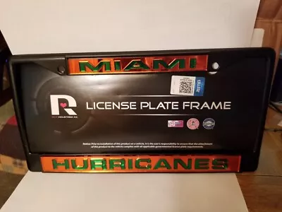 NCAA Miami Hurricanes Black Laser Cut Chrome License Plate Frame • $29.99