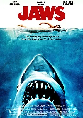 £8.96 • Buy Jaws Vintage Movie Poster Film A4 A3 Art Print Cinema 0