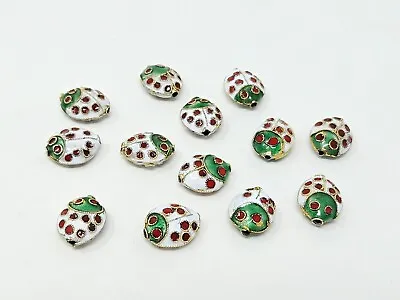 12 Pcs VTG Ladybug Beetle Cloisonne Metal Enamel Beads Crafts Jewelry • $12.99