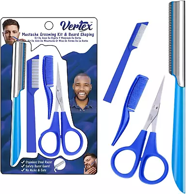 Mustache Scissors Grooming Kit Comb - Movember Travel Razor Mens Beard Trimmer S • $9.53