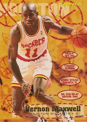 1995-96 Fleer #70 Vernon Maxwell Houston Rockets Basketball Card • $1.80