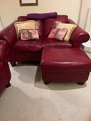 Loveseat Custom Designed & Hand Made Red Leather (Merlot) Part Of Sofa Set • $4500