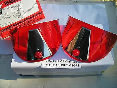 New Pair Of Red Vintage Style Head Light Visors ! • $15.99