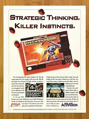 MechWarrior SNES Super Nintendo 1992 Print Ad/Poster Official Authentic Game Art • $14.99