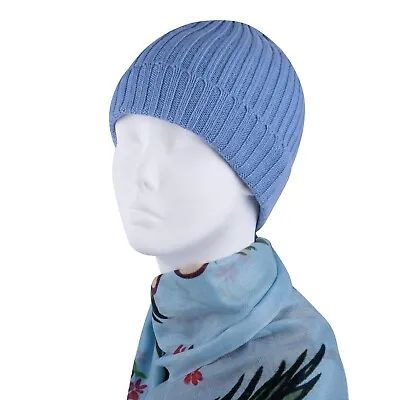 Merino Wool & Cashmere Beanie Hat MEN/WOMEN Knit BeanieSoft Warm HatBABY BLUE • $29.97