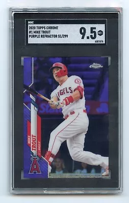 2020 Topps Chrome  Mike Trout #1  PURPLE REFRACTOR /299 Angels  SGC 9.5 MINT • $58