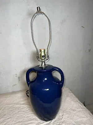 Vintage Leviton Lamp Cobalt Blue Ceramic Vase Style With Handles • $39.99