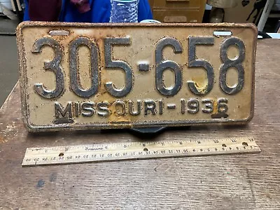 License Plate Vintage Missouri MO 305 658 1936 Rustic • $17.25