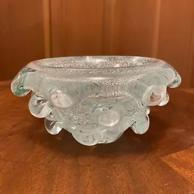 VINTAGE MCM 1960’s MURANO Sea Foam Green BAROVIER White Flecks 6” • $95