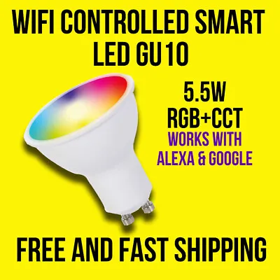 Lyveco Gu10 Smart Wifi Led Lamp 5w Rgb+cct - Works With Alexagoogle & Iphone • £7.90