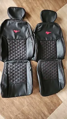 Mustang GT (1999-2004) Genuine Napa Leather Seats Red Hex Stitching Mustang Logo • $575