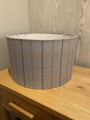 Handmade Lampshade In A Grey Blue & Yellow Check / Tartan Fabric Various Sizes • £24.95