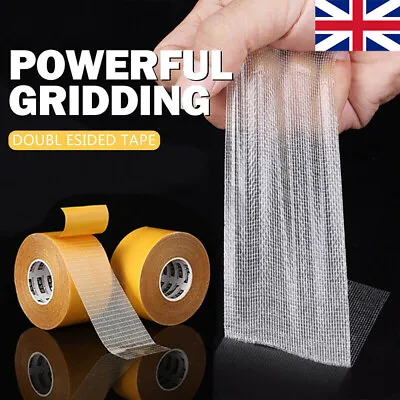 5m Fabric Tape Multifunctional Double Sided Tape Clear Grid Tape Super Sticky • £3.29